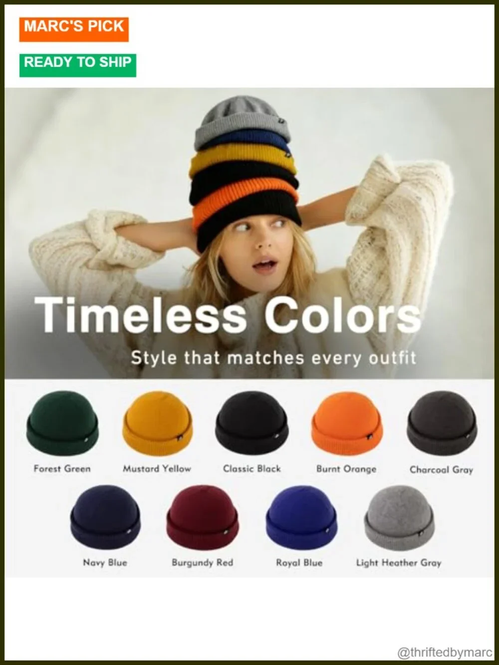 Short Fisherman Beanie Skull Cap Trawler Knit Hat Lightweight Unisex Stretch